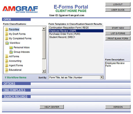 Forms Portal Home Page